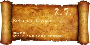 Kohajda Tivadar névjegykártya
